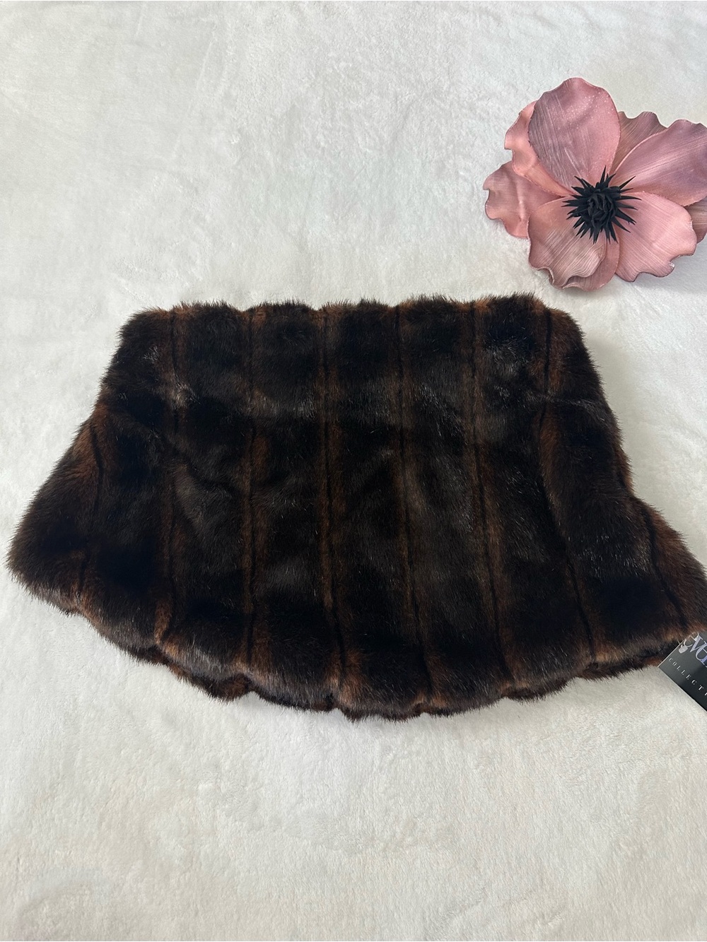 NWT Necessary Object Faux Fur Shrug Stole Women One Size Brown